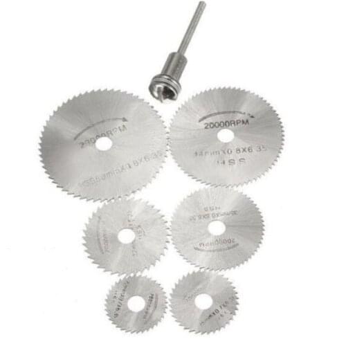 6PC Rotary Circular Saw Blades Tool Kit Cutting Discs Mandrel For Dremel Cut off Kits