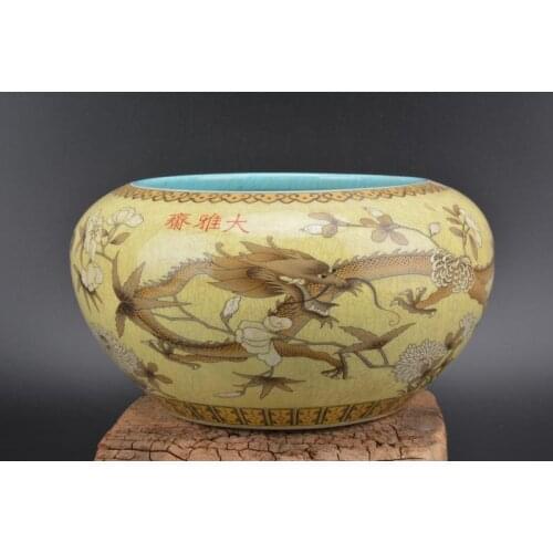 Antique QingDynasty porcelain bowl,pastel,Dragon&Flower,DA YA ZHAI,Home Decoration collection & adornment