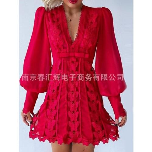 White V-neck Lace Dress