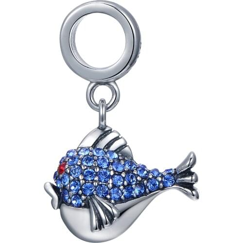 925 Sterling Silver Fish Charm Bead For Bracelet Necklace Authentic DIY Jewelry GW Fashion Animals Jewelry