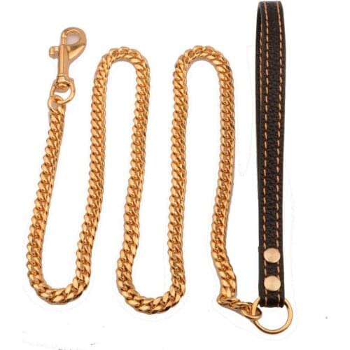 316L Stainless Steel Pet Dog Chain Leash walk the dog Training Handle Pet Traction Rope outdoor Walking Training Cuba Chain