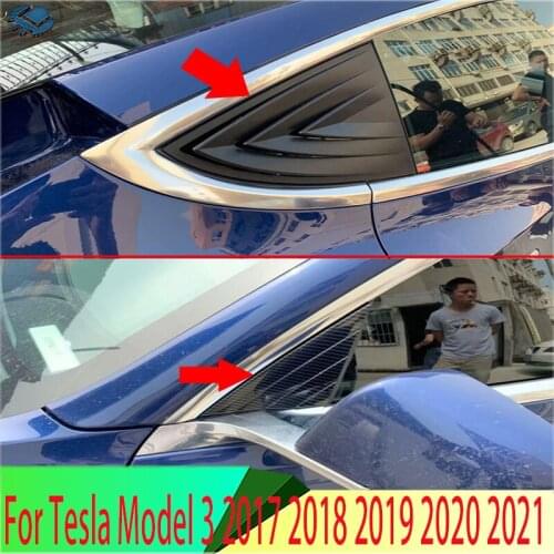For Tesla Model 3 2017 2018 2019 Carbon Fiber Style A And C Pillar window cover Trim