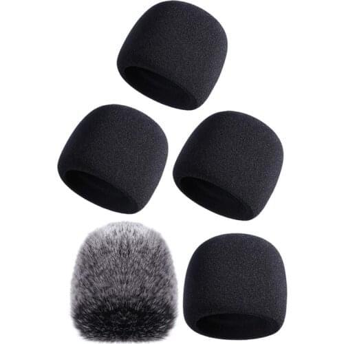 HFES 3x Mic Cover Sponge Microphone Windscreen for Blue Yeti, Yeti Pro Condenser & (Sponge and Furry Windscreen, 2 Pack)