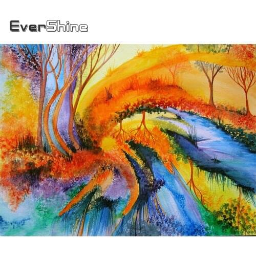 EverShine 5D DIY Diamond Mosaic Landscape Cross Stitch Kits Diamond Painting Tree Picture Rhinestones Handicraft Home Decor
