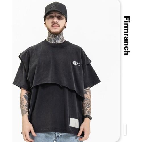 Firmranch 2021 T-shirt For Men/Women High Quality Original Two-piece Set Black Short Sleeve Hip Hop High Street Loose Vibe Tee