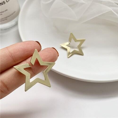Geometry The Female The South Korean Earring Personality Metallic Hollow Hip Pop Creative Hyperbole Jewelry Stud Earrings