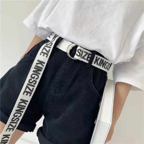 Print Punk Canvas Casual For Men Women Belt Double D Buckle 130cm Long All-Match Jeans Trouser Female Harajuku Waistband
