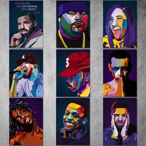 Canvas Painting Chief Keef WPAP Pop Art Posters and Prints Wall Art Poster Picture for Living Room Decor No Frame