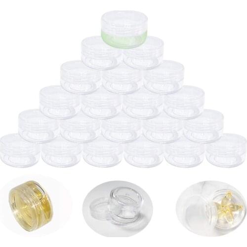 50Pcs 10/20ml USA Acrylic Round Clear Jars with Lids for Lip Balms Creams Make Up Cosmetics Samples Ointments Bottle