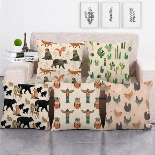 45cm*45cm Animal forest design linen/cotton throw pillow covers couch cushion cover home decor pillow