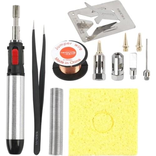 Soldering Iron Kit Set Pen High Capacity Flame Butane Gas Flame Torch DIY Tool Tip use Butane Gas