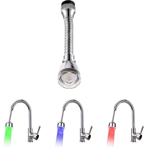 360 degree LED Water Faucet Stream Light 3 Colors Changing Glow Shower Tap Head Kitchen Temperature Sensor Aerator