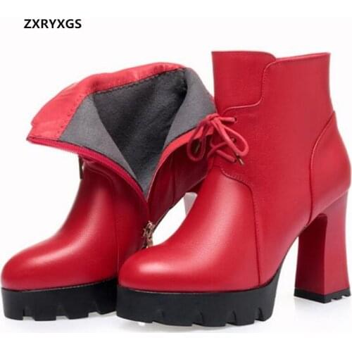 2020 New Fashion Autumn and Winter Boots Classic Genuine Leather Shoes Woman Short Boots High-heeled Boots Warm Shoes Snow Boots