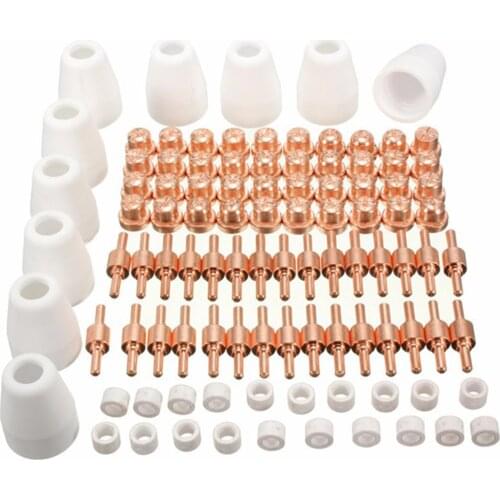 100Pcs Air Plasma Cutter Nozzles Electrodes Shielded-cups Gas Rings Consumables Kit Fit for PT-31 L-G-40 Cutting Torch