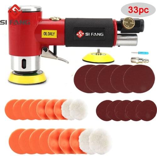 2"3" Air Sander Pneumatic Polishing Orbital Polisher Machine for Auto Body Car Tool with Polishing Pads Sponge Kit