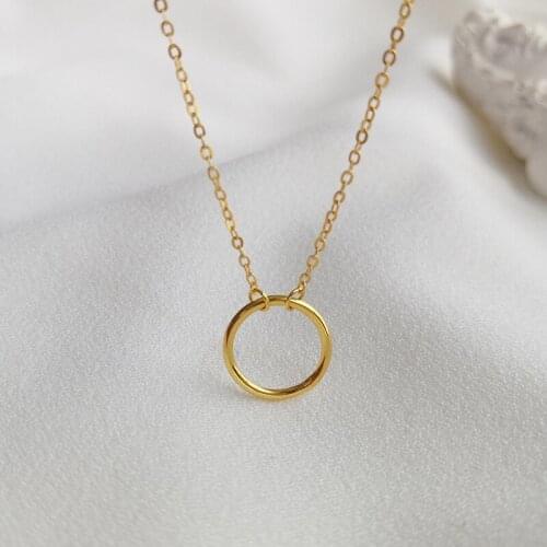 Karman 18K gold Authentic 925 Sterling silver Lucky circle Necklace pendant fine jewelry TLX637