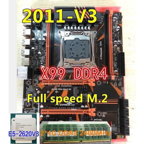 JSFFFL x99 ddr4 2ddr4 dimm placa-mãe conjunto com xeon e5 2620 v3 LGA2011-3 cpu 2*4gb = 8gb pc4 ram 2400mhz memória ram ddr4