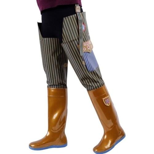 Fly Fishing Waders Knee PVC Waterproof Long Boots Soft Pants Rock Non slip Shoes Field Wading Water Garden Aqua Mud Farm 46 47