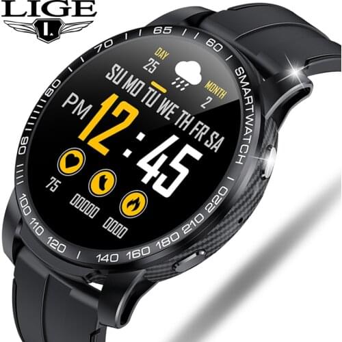 LIGE 2020 New Smart Watch Men 1.28 Inch Full Touch Heart Rate Bluetooth Control fitness Tracker call Smartwatch for Android Ios