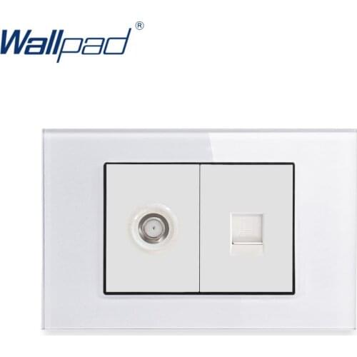 DATA Rj45 SAT Satellite Socket Wallpad Luxury Tempered Glass Panel Electric Wall Socket Weak Electricity Outlets For Home