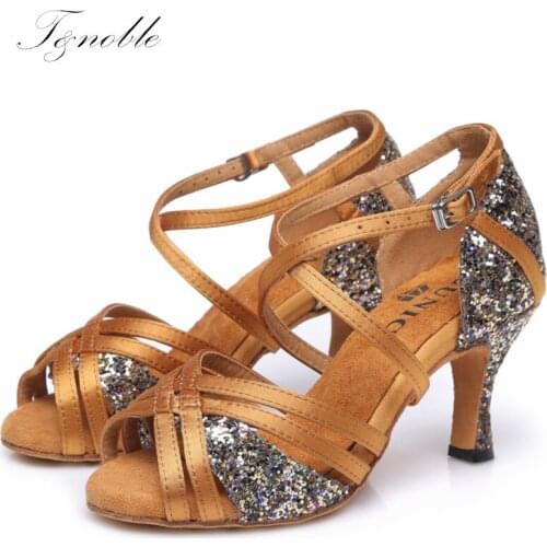 Dance Shoes Girls Womens Ballroom Salsa Latin Shoes Sneakers Dance Shoes Party Shoes Scandals Bronze Soft Boots High Heel L414