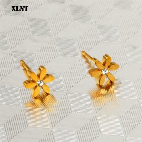 XLNT Vintage Geometric Stud Earrings For Women Girls 2019 Fashion Stone Flower Small Earrings Boucle d'oreille Femme Gifts