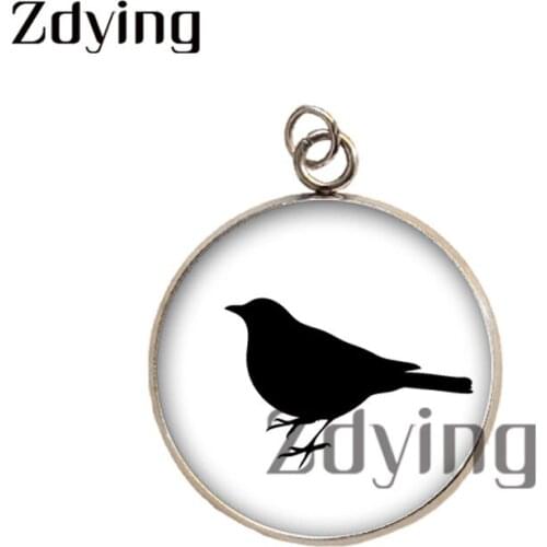 Zdying Black and White Animal Birds Deer Turtle Silhouette Pendants Glass Image Dome Charm Stainless Steel Accessories HC003