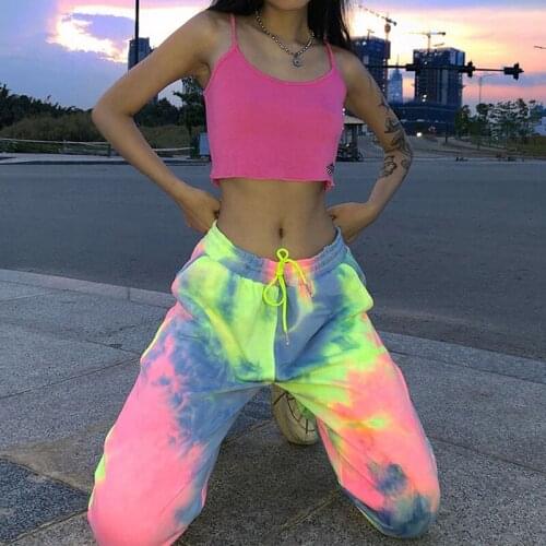 Womens Sports Pants Fashion Jogging tie-dye Printing Loose Colorful Psychedelic Slim Street Comfortable Female Trousers