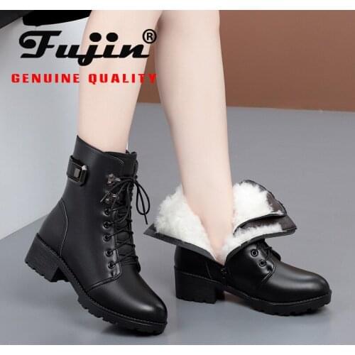 Krasovki Snow Boots Wool Women Pointed Toe Genuine Leather Fur Warm Shoes Fashion Plush Ankle Boots Leisure Women Winter Boots