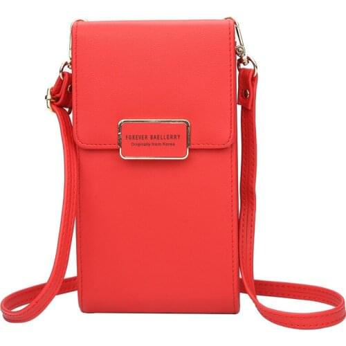 Women PU Leather Shoulder Bag Fashion Student Phone Coin Card Holder Purse Solid Color Lock Wallet