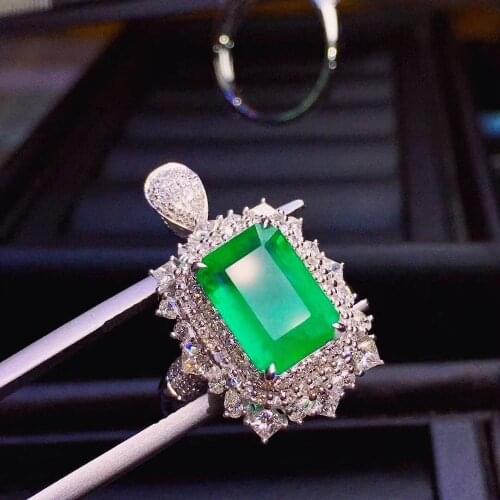 H630 Emerald Ring 3.72ct Pure 18 K Gold Jewelry Nature Vivid Green Emerald Gemstone Diamond Female Rings for women Fine Ring