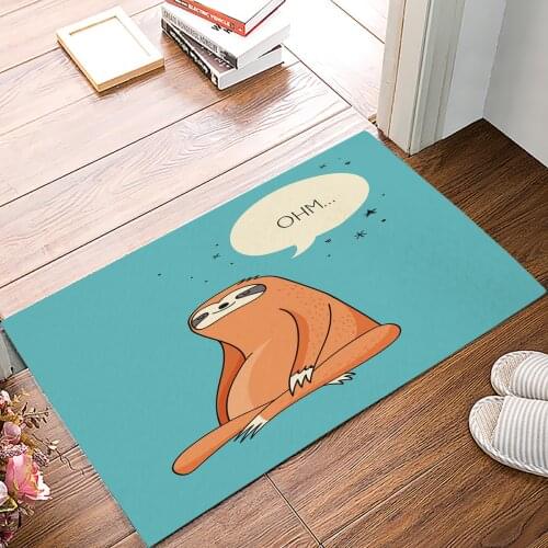 Animal Sloth English Alphabet Cute Doormat Bedroom Kitchen Floor Mat Bathroom Anti-Slip Rug Home Doormat for Entrance Door
