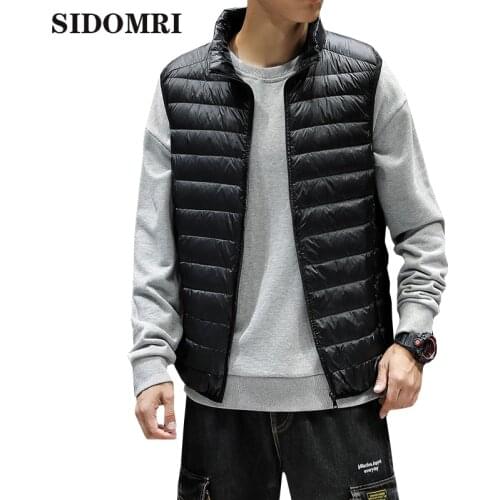 Winter Men Vest White Duck Down Coats Ultralight Sleeveless Vest Jacket Fashion Stand Collar casual down jacket