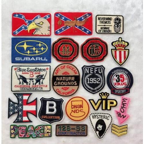 50pcs/lot Round Embroidery Patches Letter Vintage Badge Cloth Sticker Decorative Clothes Accessories Iron Heart Applique
