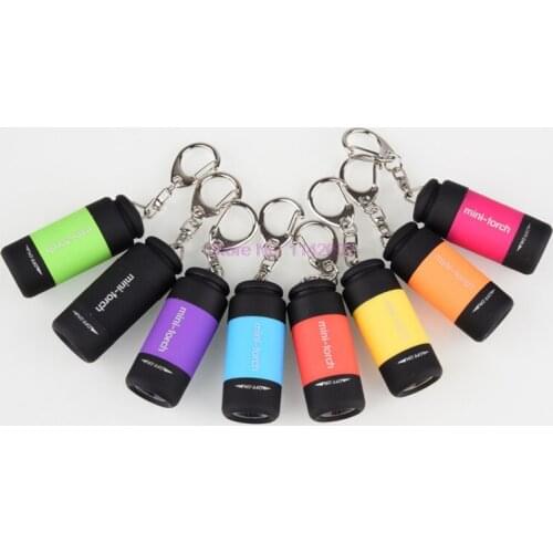 100PCS Mini Rechargeable Waterproof LED Light USB Flashlight Lamp Pocket Keychain Torch Rechargeable flashlight Outdoor Tools