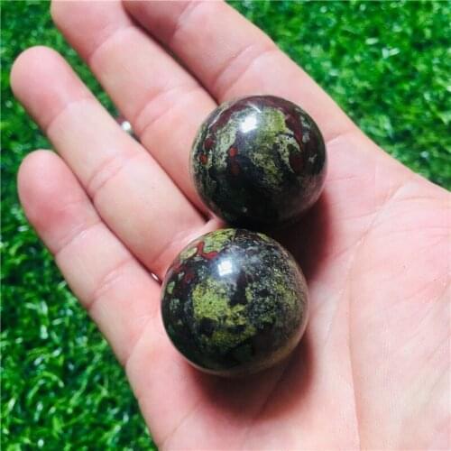 3.5cm natural crystal Dragon Blood Stone Ball home decoration 2PC