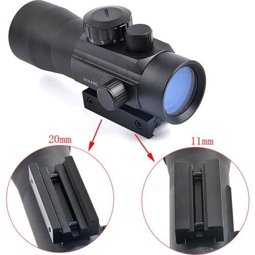 3X44RD Red Green Dot Sight Scope Tactical Optics Riflescope Fit 3x Lens Holographic 11/22mm Dovetail Rail Hunting Rifle Scope
