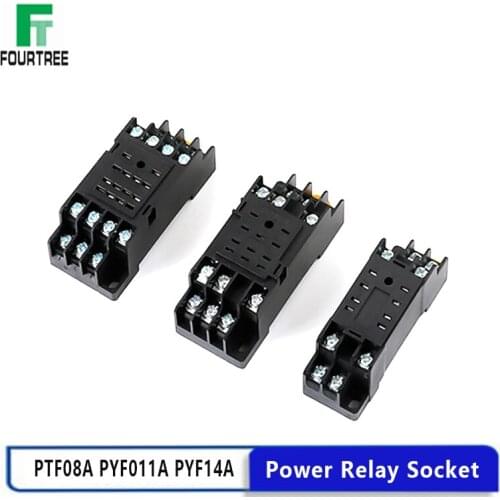 5/10Pcs Power Relay Socket Base PTF08A PYF11A PYF14A 8/11/14Pins For MY2NJ MY3NJ MY4NJ Power Electromagnetic Relay Base Din Rail