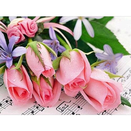 5D DIY Diamond Painting Rose Flowers Picture Of Rhinestones Diamond Embroidery Mosaic Music Cross Stitch Home Decor Gift