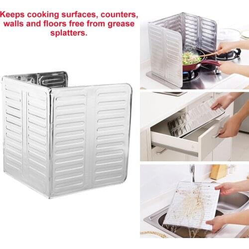 Aluminum Splatter Kitchen Cooking Frying Pan Oil Splash Screen Cover Gas Stove Shield Guard Oil Divider Splash Proof Baffle Tool