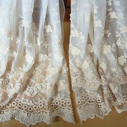 YACKALASI White Lace Fabric 3d Floral Rosette Embroidery Applique Allover Flower 125cm