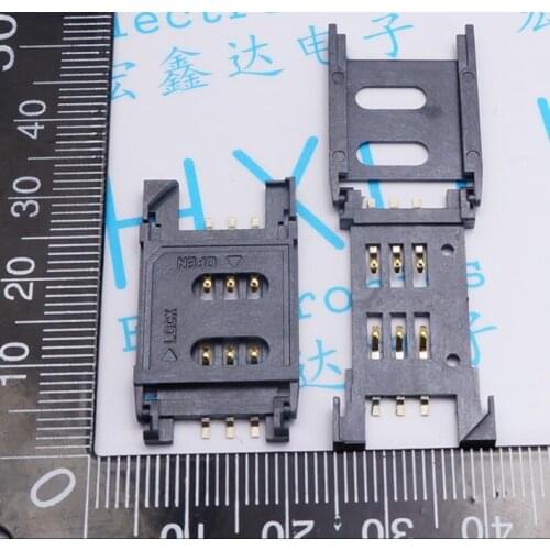 Free shipping 100pcs SIM card holder Plastic 6P flip cover 2.54-1 2.5 pitch Plastic flip phone communication card holder