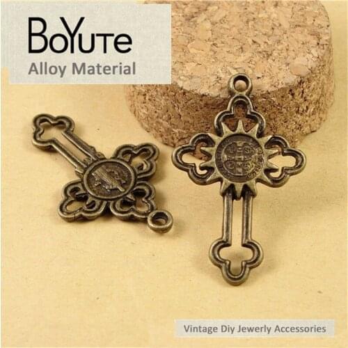 BoYuTe (40 Pieces/Lot) 39*25MM Antique Bronze Plated Zinc Alloy Cross Charms for Jewelry Making Accessories