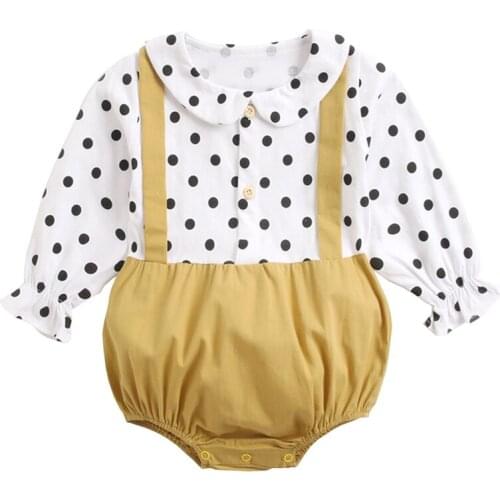 Kids Girls Dot Print Long Sleeve Sweet Jumpsuit Bodysuit Baby Kids Children Casual Outfits Clothes Playsuit 0-3Years Size Summer