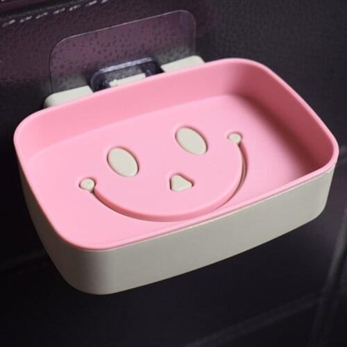 Double layer seamless smiley face soap box creative bathroom soap rack toilet soap box drain soap holder shelf