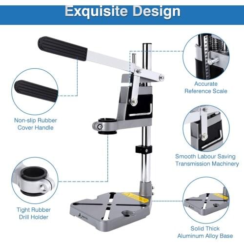 400mm Electric Drill Press Stand Work Pillar Pedestal Clamp for Drilling Collet Adjustment Scale and Stop Added Drill Holder