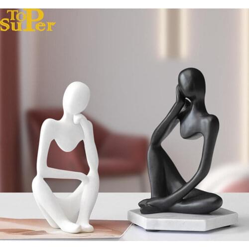 Thinker Statue Abstract Figure Sculpture Small Ornaments Resin Statue Home Crafts Home Decoration Modern Figurines For Interior