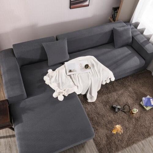 Polar Fleece Sofa Cover Solid Stretch Thicken Couch Cover Slipcovers for 1/2/3/4 Seat Corner Sofa, More Durable
