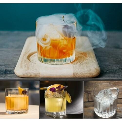Classical 300-400ml Vodka Whiskey wine glass cup Add ice Vertical Stripes Design Cocktail Tumbler Bar Family-Friendly Tools