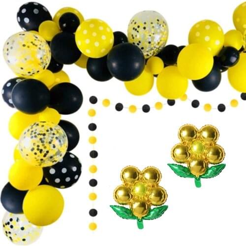 Latex balloon black dot star aluminum foil ball cartoon bee theme birthday party baby shower decoration